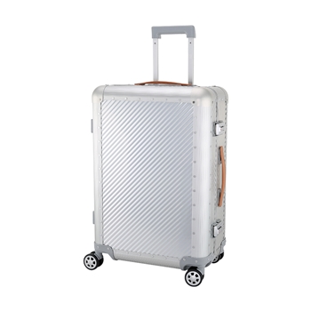 五金优选 铝镁合金拉杆箱斜口银26寸行李箱登机箱