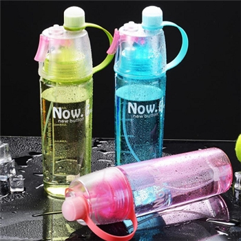 创意塑料喷雾水杯户外运动水壶便携带盖夏季补水降温杯子